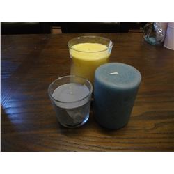 Yellow, grey and blue candle