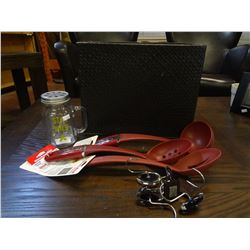 Betty Crocker utensils, shower curtain hooks, etc.