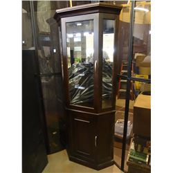 Brown Curio Corner Cabinet
