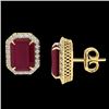 Image 2 : 10.40 CTW Ruby And Micro Pave VS/SI Diamond Halo Earrings 18K Yellow Gold - REF-136X4T - 21232