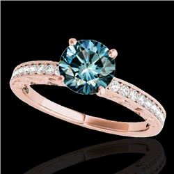 1.43 CTW SI Certified Blue Diamond Solitaire Antique Ring 10K Rose Gold - REF-180M2F - 34618