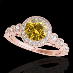 1.5 CTW Certified Si Fancy Intense Yellow Diamond Solitaire Halo Ring 10K Rose Gold - REF-178T2X - 3