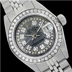 Rolex Men's Stainless Steel, QuickSet, Diamond Dial & Diamond Bezel - REF-474A5N