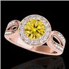 Image 1 : 1.4 CTW Certified Si Fancy Intense Yellow Diamond Solitaire Halo Ring 10K Rose Gold - REF-180K2R - 3