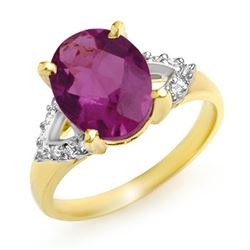 3.20 CTW Amethyst & Diamond Ring 10K Yellow Gold - REF-31K3R - 13339