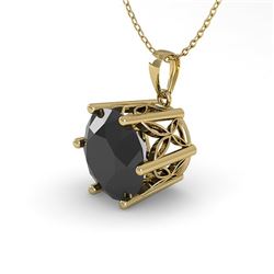 1 CTW Black Diamond Solitaire Necklace 18K Yellow Gold - REF-42H2W - 35875