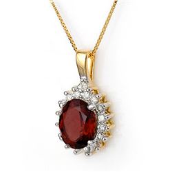 3.45 CTW Pink Tourmaline & Diamond Necklace 14K Yellow Gold - REF-67K3R - 11376