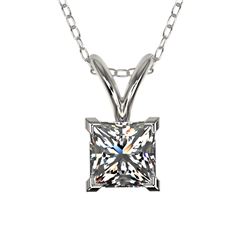 0.50 CTW Certified VS/SI Quality Princess Diamond Necklace 10K White Gold - REF-74N5Y - 33166