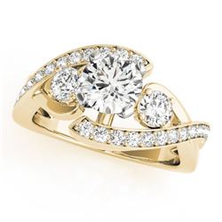 2.01 CTW Certified VS/SI Diamond Bypass Solitaire Ring 18K Yellow Gold - REF-558W5H - 27671