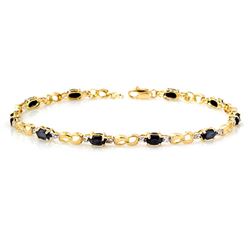 3.42 CTW Blue Sapphire & Diamond Bracelet 10K Yellow Gold - REF-43R6K - 12879