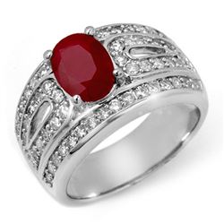 2.79 CTW Ruby & Diamond Ring 14K White Gold - REF-111H3W - 11827