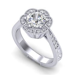 1.33 CTW VS/SI Diamond Solitaire Art Deco Ring 18K White Gold - REF-418N2Y - 37103