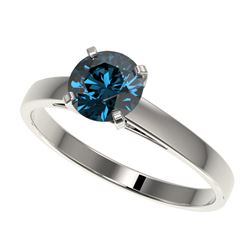 1.03 CTW Certified Intense Blue SI Diamond Solitaire Engagement Ring 10K White Gold - REF-140Y4N - 3