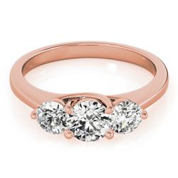 1 CTW Certified VS/SI Diamond 3 Stone Solitaire Ring 18K Rose Gold - REF-158R4K - 28012