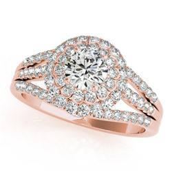 1.25 CTW Certified VS/SI Diamond Solitaire Halo Ring 18K Rose Gold - REF-174F5M - 26576