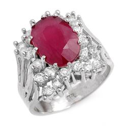 4.62 CTW Ruby & Diamond Ring 18K White Gold - REF-152Y9N - 13936