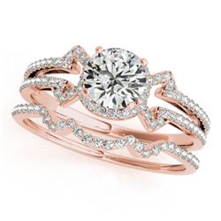1.01 CTW Certified VS/SI Diamond Solitaire 2Pc Wedding Set 14K Rose Gold - REF-140W2H - 31998