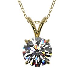 1.07 CTW Certified H-SI/I Quality Diamond Solitaire Necklace 10K Yellow Gold - REF-178W2H - 36764