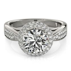 1.4 CTW Certified VS/SI Diamond Solitaire Halo Ring 18K White Gold - REF-225X6T - 27003