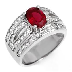 2.54 CTW Rubellite & Diamond Ring 18K White Gold - REF-152W8H - 10622