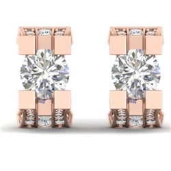 2.25 CTW Certified VS/SI Diamond Art Deco Stud Micro Earrings 14K Rose Gold - REF-233T5X - 30289