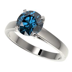 2 CTW Certified Intense Blue SI Diamond Solitaire Engagement Ring 10K White Gold - REF-417R6K - 3303