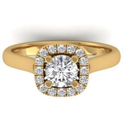 1.01 CTW Certified VS/SI Diamond Solitaire Halo Ring 14K Yellow Gold - REF-182X9T - 30419