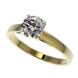 1 CTW Certified H-SI/I Quality Diamond Solitaire Engagement Ring 10K Yellow Gold - REF-140Y2N - 3298