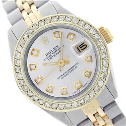 Rolex Ladies Two Tone 14K Gold/SS, Diamond Dial & Diamond Bezel, Saph Crystal - REF-363K3R