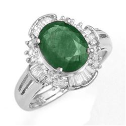 3.08 CTW Emerald & Diamond Ring 18K White Gold - REF-96W8H - 13255