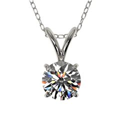 0.53 CTW Certified H-SI/I Quality Diamond Solitaire Necklace 10K White Gold - REF-61H8W - 36720