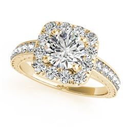 1.36 CTW Certified VS/SI Diamond Solitaire Halo Ring 18K Yellow Gold - REF-241R8K - 26550