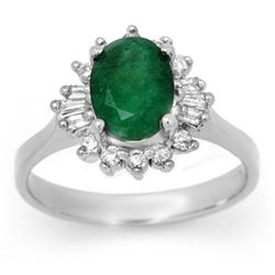 1.78 CTW Emerald & Diamond Ring 18K White Gold - REF-57X3T - 13648