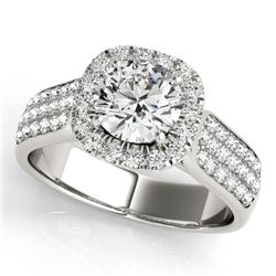 1.8 CTW Certified VS/SI Diamond Solitaire Halo Ring 18K White Gold - REF-435X5T - 26790