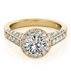 2.56 CTW Certified VS/SI Diamond Solitaire Halo Ring 18K Yellow Gold - REF-640R2K - 26789