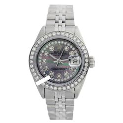 Rolex Ladies Stainless Steel, Diam Dial & Diam/Sapphire Bezel, Saph Crystal - REF-363F3M