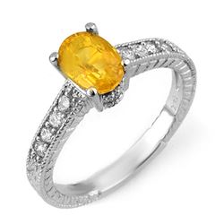 2.0 CTW Yellow Sapphire & Diamond Ring 14K White Gold - REF-40T4X - 10823