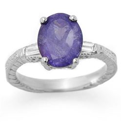 3.70 CTW Tanzanite & Diamond Ring 14K White Gold - REF-116K8R - 11680