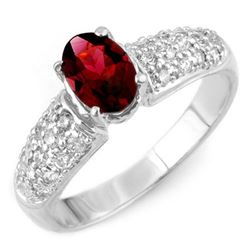 1.50 CTW Pink Tourmaline & Diamond Ring 18K White Gold - REF-72X2T - 10955