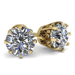 1.50 CTW VS/SI Diamond Stud Solitaire Earrings 18K Yellow Gold - REF-302W9H - 35680