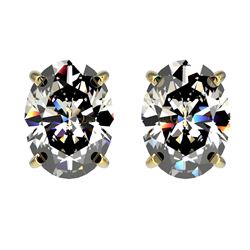 2.50 CTW Certified VS/SI Quality Oval Diamond Stud Earrings 10K Yellow Gold - REF-663M2F - 33113