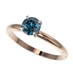 0.75 CTW Certified Intense Blue SI Diamond Solitaire Engagement Ring 10K Rose Gold - REF-85K5R - 328