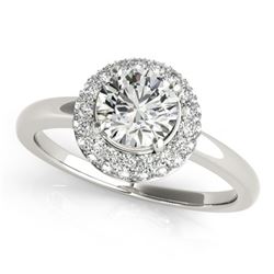 1.43 CTW Certified VS/SI Diamond Solitaire Halo Ring 18K White Gold - REF-379K5R - 26479