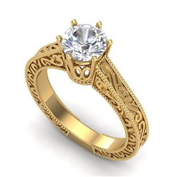 1 CTW VS/SI Diamond Solitaire Art Deco Ring 18K Yellow Gold - REF-330F2M - 36928