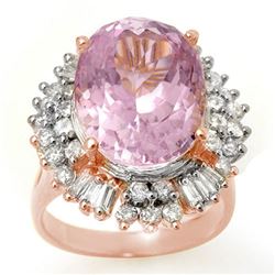 15.75 CTW Kunzite & Diamond Ring 14K Rose Gold - REF-246R4K - 10599