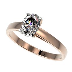 1 CTW Certified VS/SI Quality Oval Diamond Solitaire Ring 10K Rose Gold - REF-270K3R - 32992