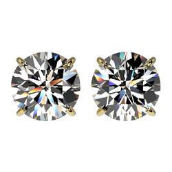 2.55 CTW Certified H-SI/I Quality Diamond Solitaire Stud Earrings 10K Yellow Gold - REF-356M4F - 366