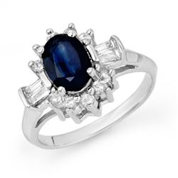 2.33 CTW Blue Sapphire & Diamond Ring 18K White Gold - REF-70N9Y - 13159