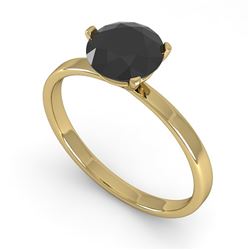 1.0 CTW Black Certified Diamond Engagement Ring Martini 18K Yellow Gold - REF-50N2Y - 32233