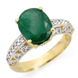 3.83 CTW Emerald & Diamond Ring 10K Yellow Gold - REF-48N2Y - 14029